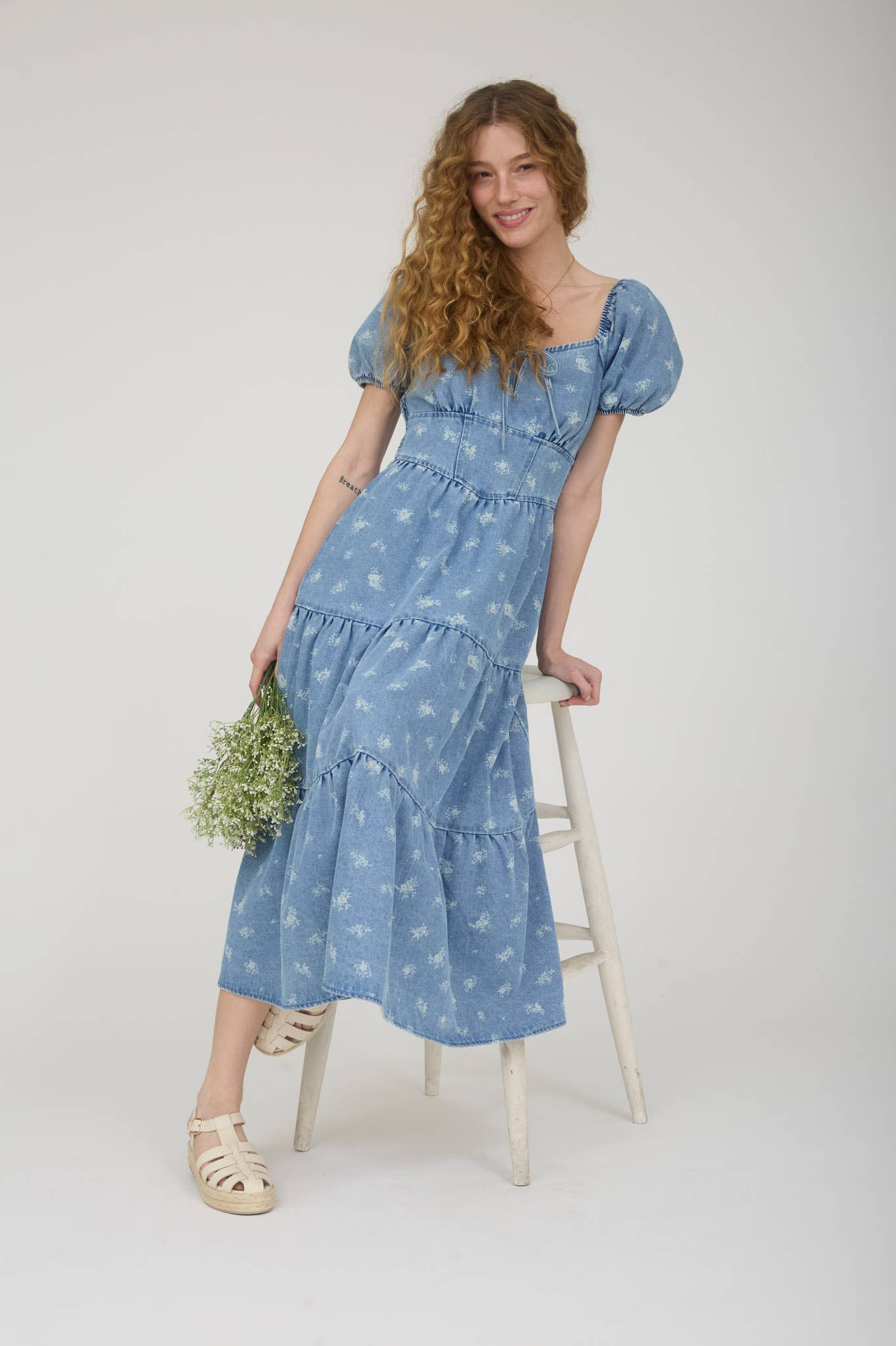 Bluebell Meadow Denim Midi Dress