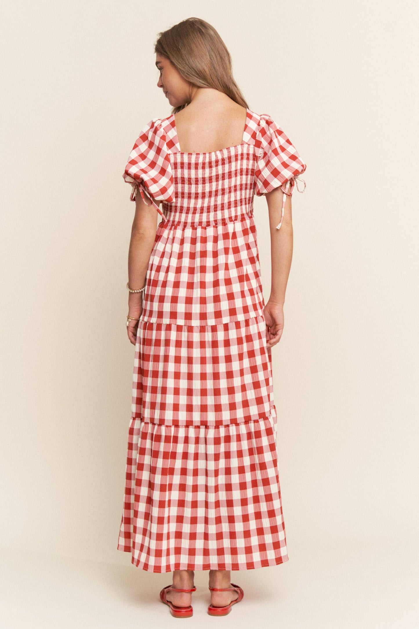 The Vivan Gingham Tiered Maxi Dress
