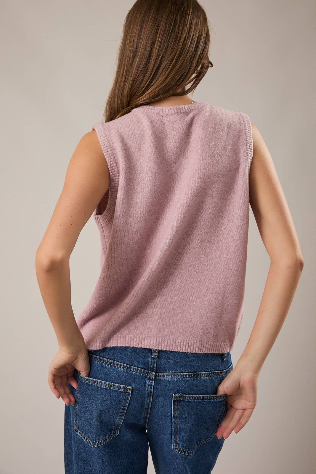 Blush Button Knit Cardigan Vest