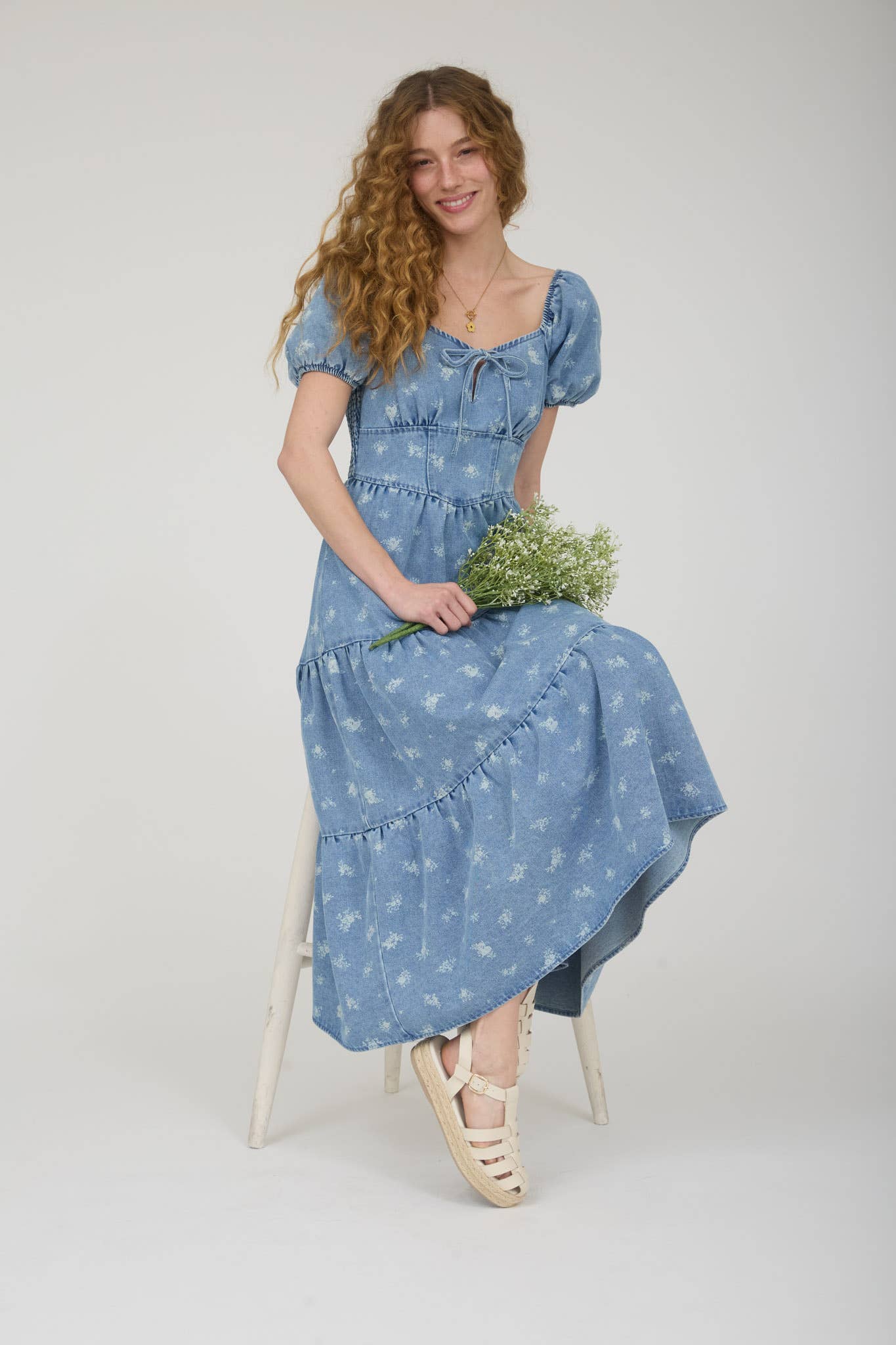 Bluebell Meadow Denim Midi Dress