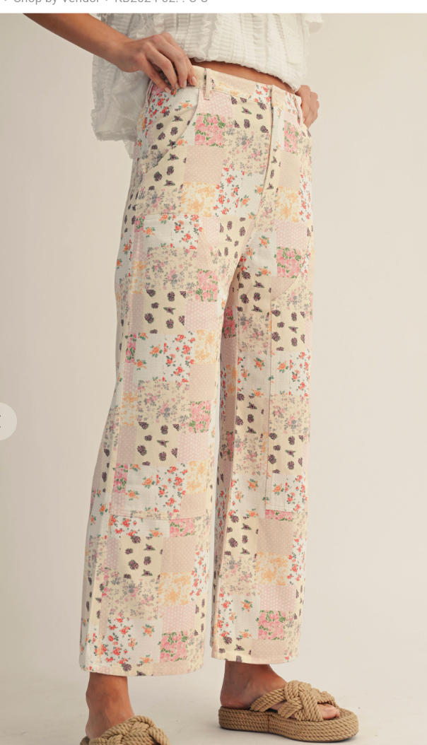 Vintage Patchwork Wide Leg Pants
