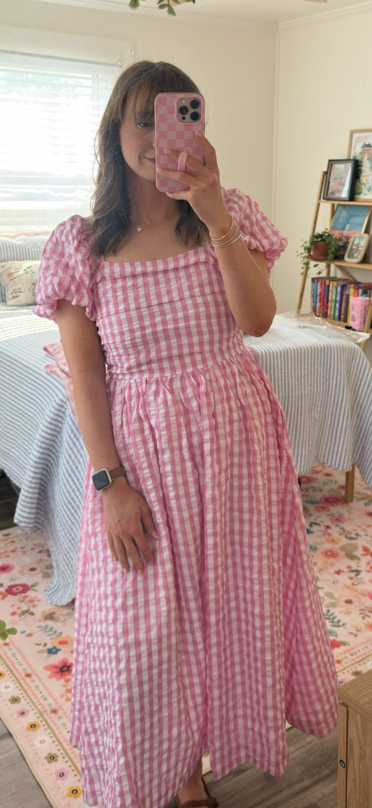 Sweet Magnolia Gingham Midi Dress