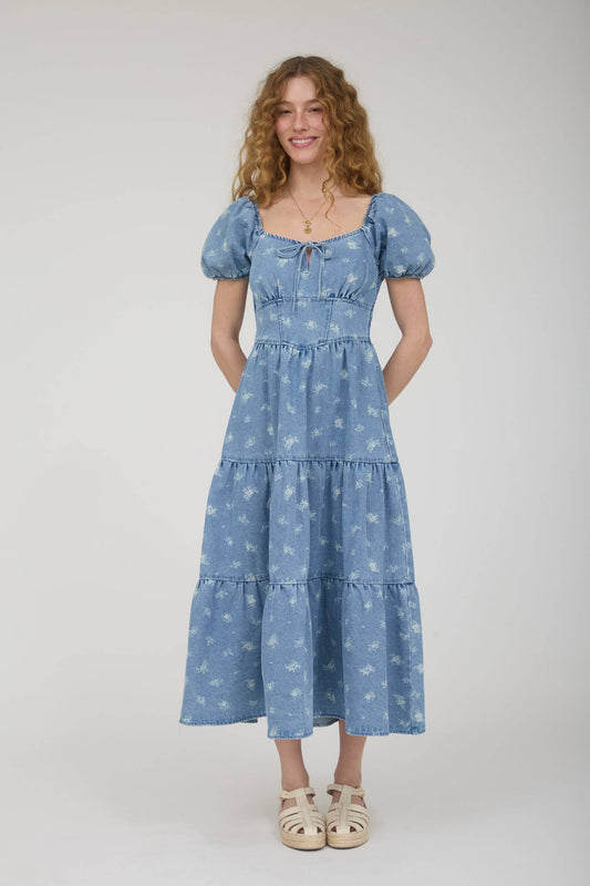 Bluebell Meadow Denim Midi Dress