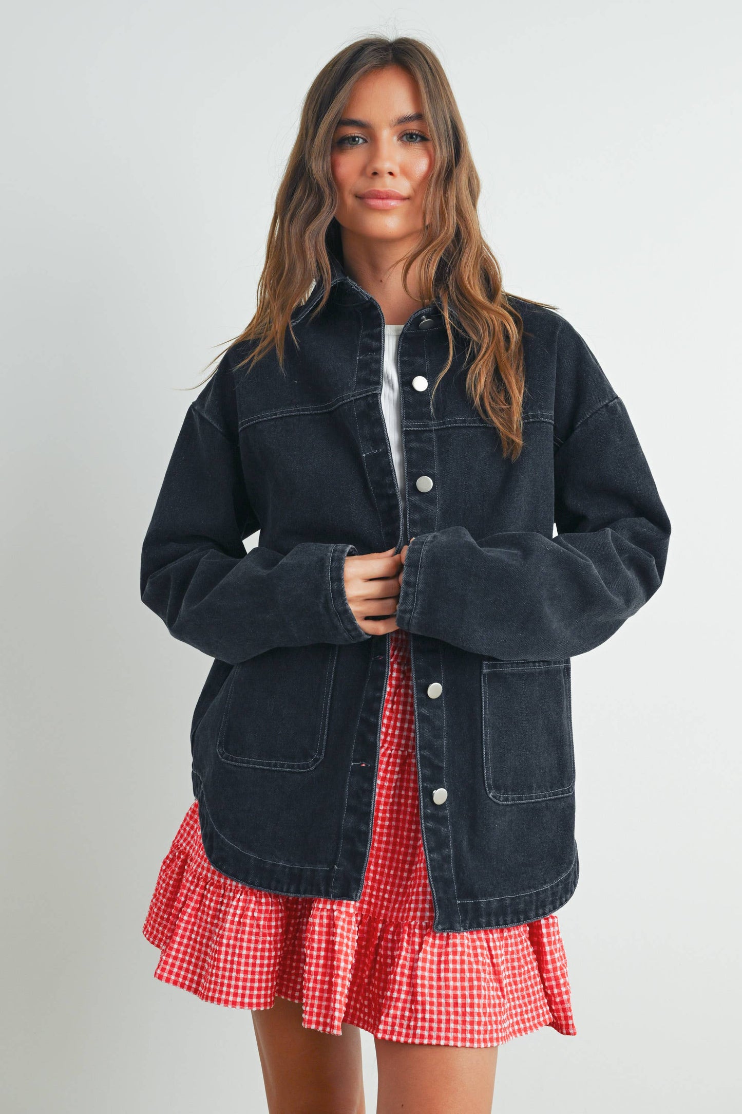 High Waist Tiered Check Skirt
